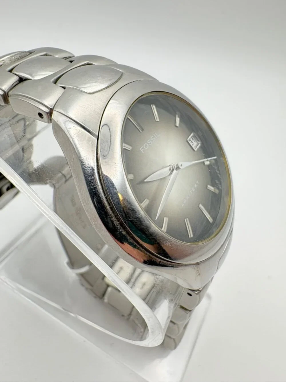 Fossil Arkitekt FS-2903 Mens Quartz Watch Date Grey Sunburst Dial Stainless